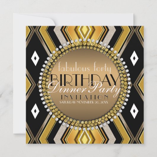Invitation de fête d'anniversaire Art Déco fabuleu (Devant)