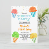 Invitation de fête d'anniversaire au cône de neige (Debout devant)