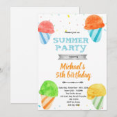 Invitation de fête d'anniversaire au cône de neige (Devant / Derrière)