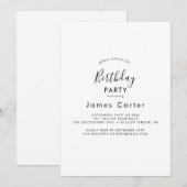Invitation de fête d'anniversaire au script modern (Devant / Derrière)