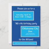 Invitation de fête d'anniversaire au zoo de deux e (Dos)
