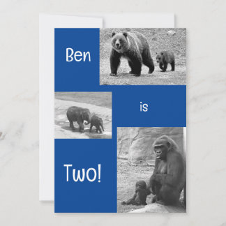 Invitation de fête d'anniversaire au zoo de deux e