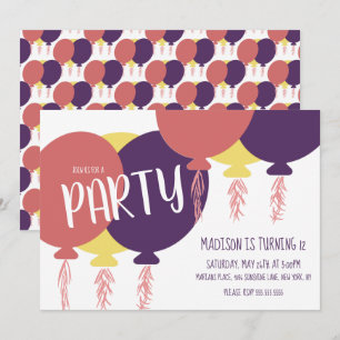Invitation de fête d'anniversaire avec ballon flot