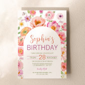 Invitation de fête d'anniversaire avec cadre d'arc