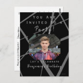 Invitation de fête d'anniversaire avec carte posta (Devant / Derrière)