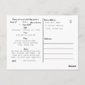 Invitation de fête d'anniversaire avec carte posta (Dos)