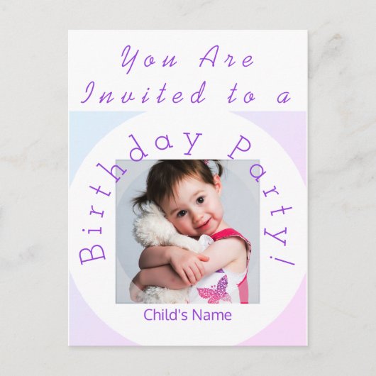 Invitation de fête d'anniversaire avec carte posta (Devant)
