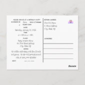 Invitation de fête d'anniversaire avec carte posta (Dos)