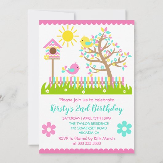 Invitation de fête d'anniversaire avec des fleurs (Devant)