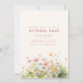 Invitation de fête d'anniversaire avec fleurs de p (Devant)