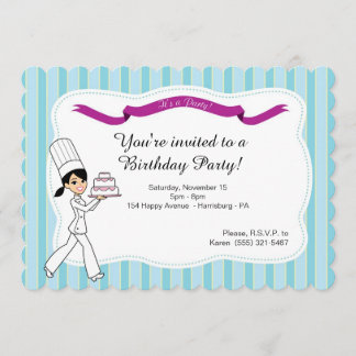 Invitation de fête d'anniversaire avec gâteau