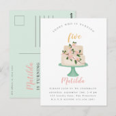 invitation de fête d'anniversaire avec gâteau modi (Devant / Derrière)