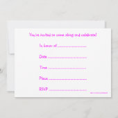 Invitation de fête d'anniversaire avec la fille (Dos)