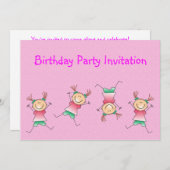 Invitation de fête d'anniversaire avec la fille (Devant / Derrière)
