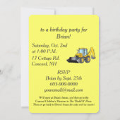 Invitation de fête d'anniversaire avec la pelle (Dos)