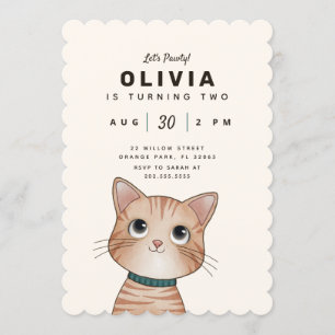 Invitation de fête d'anniversaire avec petit chato