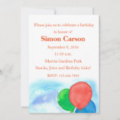 Invitation de fête d'anniversaire Ballons d'ours e (Dos)