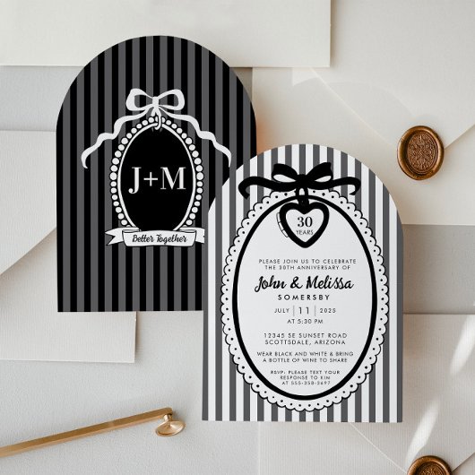Invitation de fête d'anniversaire Black Bow Coquet