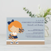 Invitation de fête d'anniversaire bleu/orange 5x7 (Debout devant)