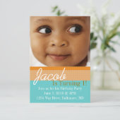 Invitation de fête d'anniversaire | Bleu orange Jo (Debout devant)