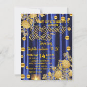 Invitation de fête d'anniversaire bleu royal or, f (Devant)