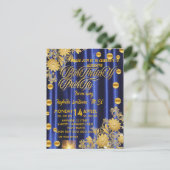 Invitation de fête d'anniversaire bleu royal or, f (Debout devant)