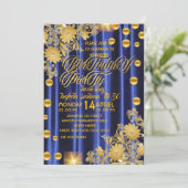 Invitation de fête d'anniversaire bleu royal or, f (Debout devant)