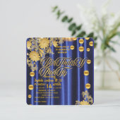 Invitation de fête d'anniversaire bleu royal or, f (Debout devant)