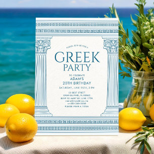 Invitation de fête d'anniversaire bleue avec templ