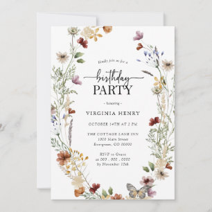 Invitation de fête d'anniversaire bohème blanc