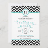 Invitation de fête d'anniversaire branchée Zigzag (Devant)