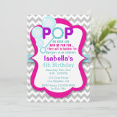 Invitation de fête d'anniversaire Bubble Pop rose  (Debout devant)