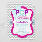 Invitation de fête d'anniversaire Bubble Pop rose  (Devant / Derrière)