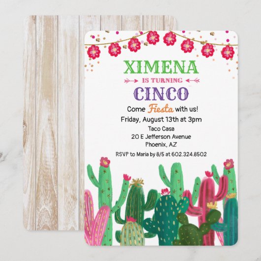 Invitation de fête d'anniversaire Cactus pour tout (Devant / Derrière)