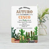 Invitation de fête d'anniversaire Cactus pour tout (Debout devant)