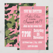 Invitation de fête d'anniversaire camouflage camou (Devant / Derrière)