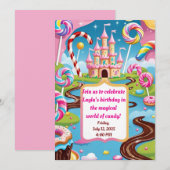 Invitation de fête d'anniversaire Candyland pour e (Devant / Derrière)