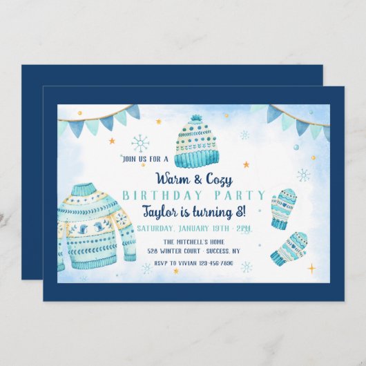 Invitation de fête d'anniversaire chaleureuse et c (Devant / Derrière)