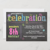 Invitation de fête d'anniversaire - Chalk + Neon (Devant)