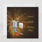 Invitation de fête d'anniversaire Champagne (Devant)