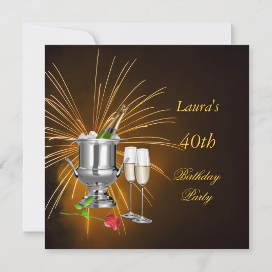 Invitation de fête d'anniversaire Champagne (Devant)