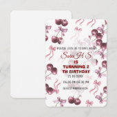 Invitation de fête d'anniversaire Cherry Sweet, Nœ (Devant / Derrière)