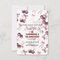 Invitation de fête d'anniversaire Cherry Sweet, Nœ