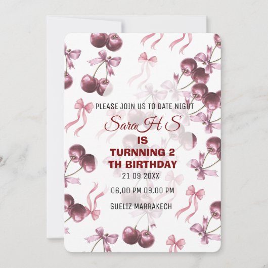 Invitation de fête d'anniversaire Cherry Sweet, Ru (Devant)