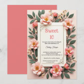 Invitation de fête d'anniversaire Chic Blush Rose (Devant / Derrière)
