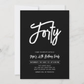 Invitation de fête d'anniversaire Chic Forty 40 an (Devant)