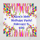 Invitation de fête d'anniversaire colorée amusante (Devant / Derrière)