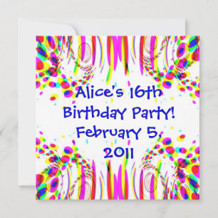 Invitation de fête d'anniversaire colorée amusante