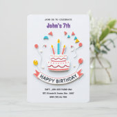 Invitation de fête d'anniversaire colorée avec ban (Debout devant)