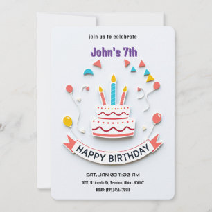 Invitation de fête d'anniversaire colorée avec ban